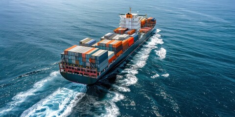 Top view sea freight - obrazy, fototapety, plakaty