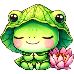 Little frog in the lotus pond
