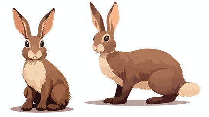 Brown Rabbit. cartoon rabbit vector Icon. Isolated