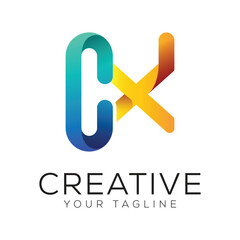 letter cx gradient colorful logo template