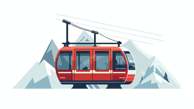 Cable Car doodle isolated on white background.