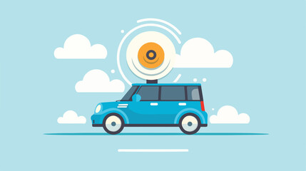 car vehicle with wifi signal Flat vector