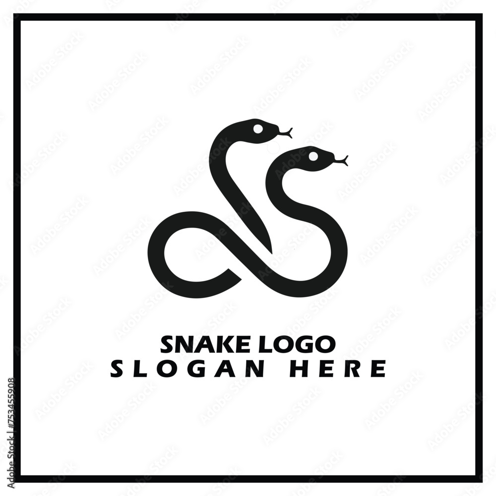 Fototapete snake logo design, with a simple and elegant style, suitable for logos that have a snake theme such 