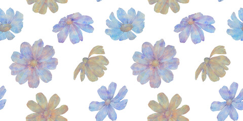 floral illustration, watercolor seamless botanical pattern, packaging, wallpaper design