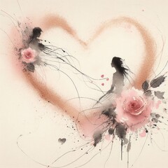 Valentine's day in ink paint with Generative AI.