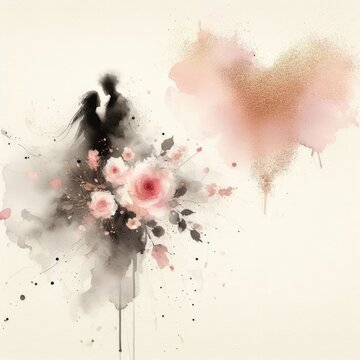 Valentine's day in ink paint with Generative AI.
