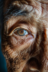 A closeup of an elderly man eye
