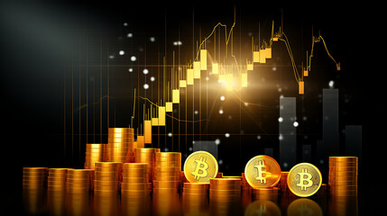 Bitcoin - Crypto - Financial graph - investment finance - business on growth - currency - insight chart market background of success - profit - trade - diagram - AI generated.