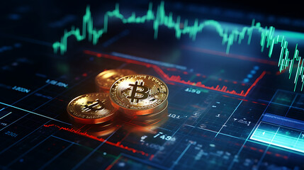 Bitcoin - Crypto - Financial graph - investment finance - business on growth - currency - insight chart market background of success - profit - trade - diagram - AI generated.