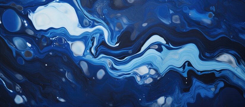 Fluid dark blue marble painting