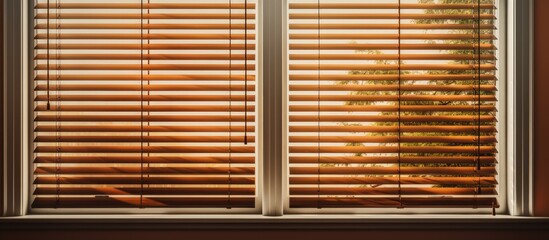 Blinds on a window viewed