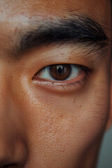 A closeup of a handsome man eye