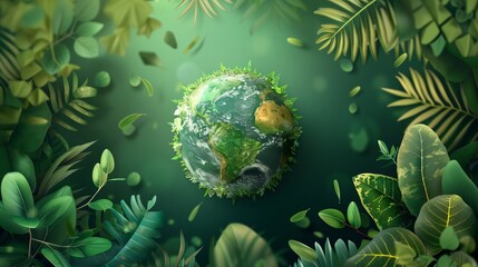 Earth Globe with Plants, Earth Day Concept
