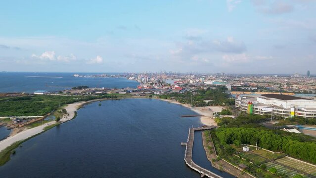 Ancol Marina Looking Towards East Jakarta At Sunset