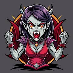 Tshirt sticker of a Let your attitude speak volumes with our fierce Horror Girl design