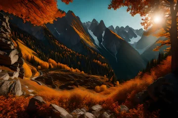 Gordijnen Panorama mountain autumn landscape © Eun Woo Ai