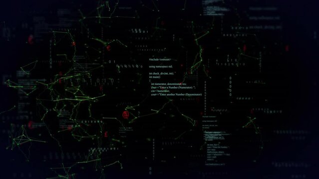 Animation of layers of processing data on black background