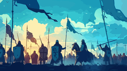 Medieval Soldier Troops At War Illustration