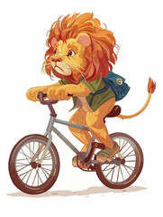Lion Cartoon Riding A Bicycle