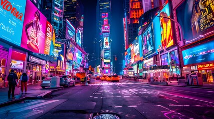 Times Square New York by night with colorful lights
