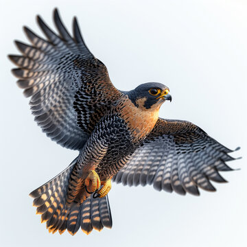 A powerful peregrine falcon diving for prey, AI generated