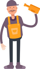 Service Man Character Drinking Beer
