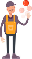 Service Man Character Playing Ball
