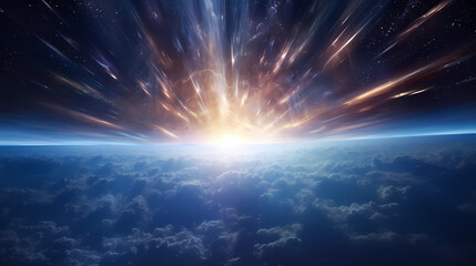 Abstract image of a space filled with bright lights