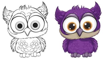 Foto op Plexiglas Vector illustration of an owl, colored and line art. © GraphicsRF