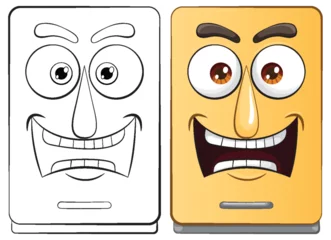 Foto op Plexiglas Two cartoon faces showing different expressions. © GraphicsRF