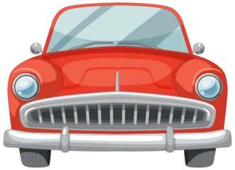 Foto op Plexiglas Vector illustration of a vintage red car front. © GraphicsRF