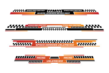 Sport racing stripes car stickers. modification body speed and drift vinyl decal for car bike and truck. Vector race car stickers isolated set © Spacelabs