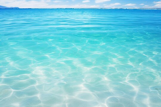 Clear Blue Water, Scene of Tropical Beach on Surface Background