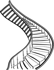 Vector art of Classic black and white spiral staircase adds timeless elegance - 753467360