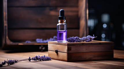 A bottle of lavender essential oil