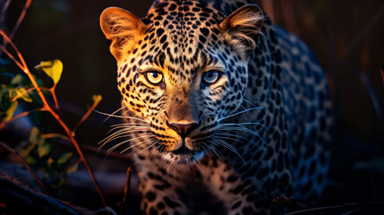 A close-up view of a leopard