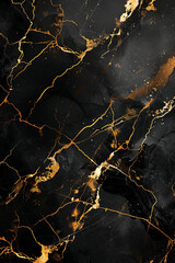 Black marble stone background with golden lines