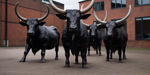 Rolgordijnen bull standing ready symbol of strength © jambulart