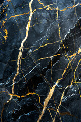 Black marble stone background with golden lines