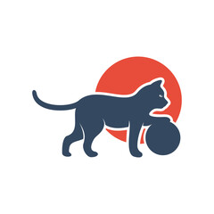 silhouette of cat logo icon