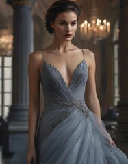 Naklejka premium Elegant woman in an evening gown
