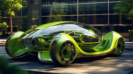 A futuristic green car