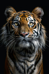 A closeup shot of a tiger