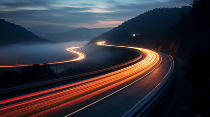 A long exposure photo of a highway