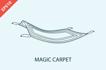 Hand drawn Magic flying carpet design vector isolated illustration