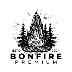 Bonfire vintage logo template. Generative AI