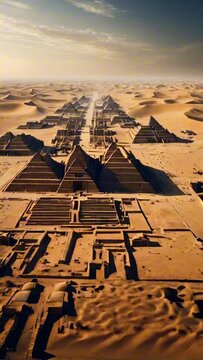 Ancient pyramids in a vast expanse of desert buried beneath the sand.