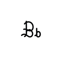 Letter (B) with simple hand drawn. Typography on white background. vector illustration.