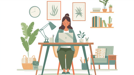 illustration of a woman making podcas, ai
