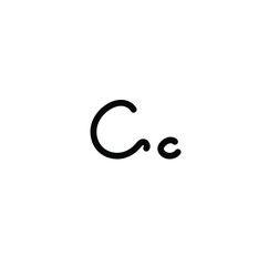 Letter (C) with simple hand drawn. Typography on white background. vector illustration.